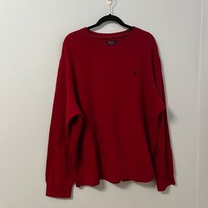 Men’s Cotton Long Sleeve Polo Ralph Lauren Textured Red Sweater